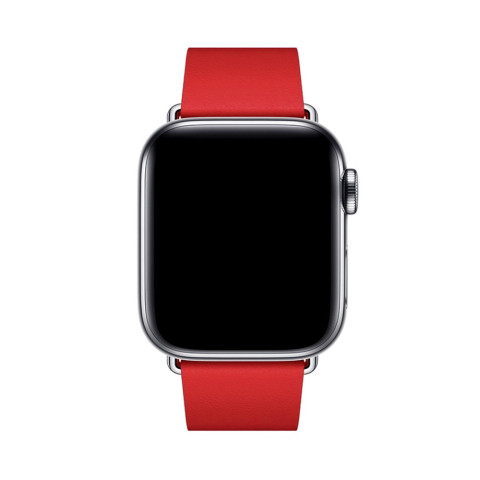 Шкіряний ремінець Modern Buckle Leather на Apple Watch 42/44/45mm Silver/Red Шкіряний ремінець Modern Buckle Leather на Apple Watch 42/44/45mm Silver/Red